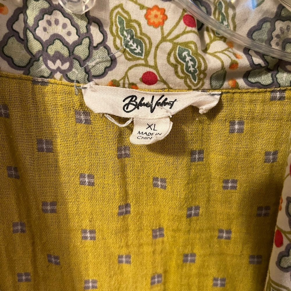 Boho Patchwork Floral & Plaid Jacket - Yellow/Gray - Picture 2 of 4